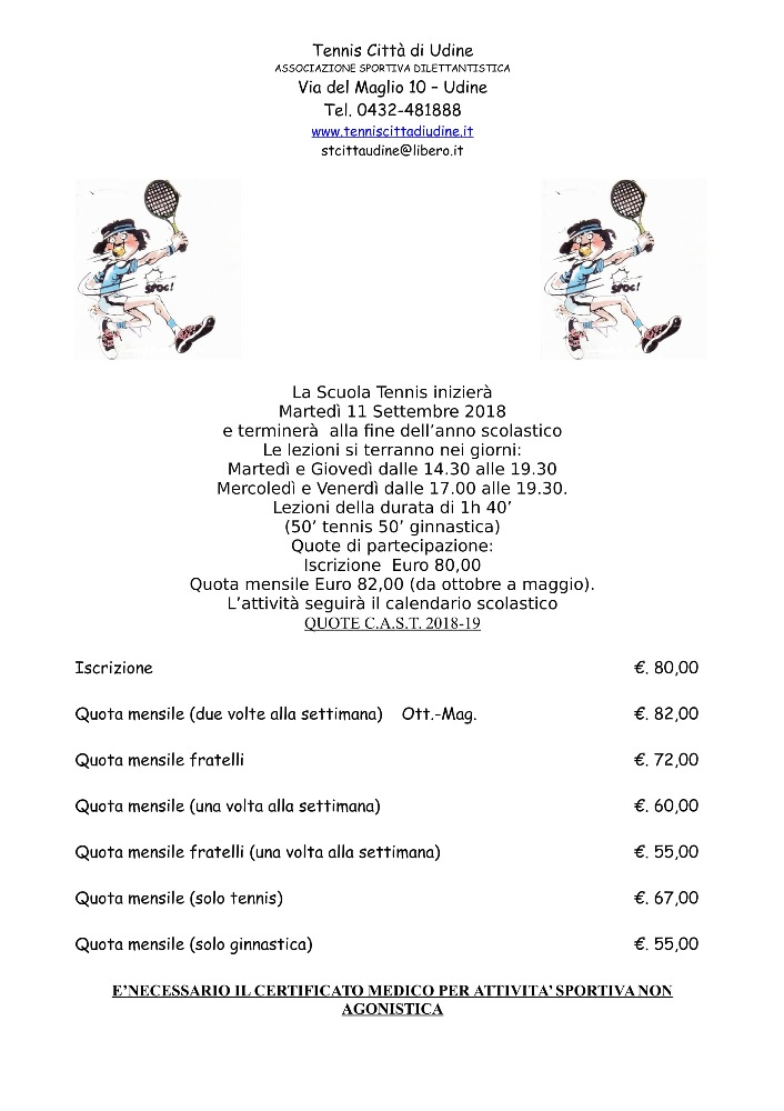 RICOMINCIA LA SCUOLA TENNIS! RICOMINCIA LA SCUOLA TENNIS!