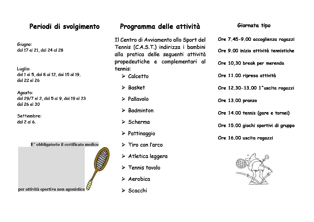 VOLANTINO CENTRO ESTIVO 2019 VOLANTINO CENTRO ESTIVO 2019